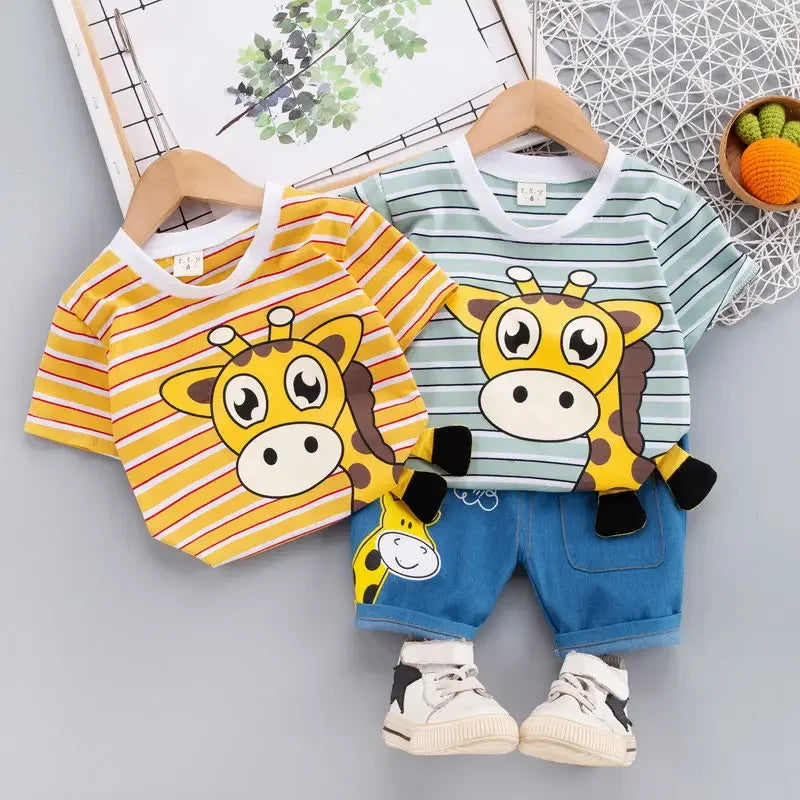 Giraffen-druck baumwollkleid-set