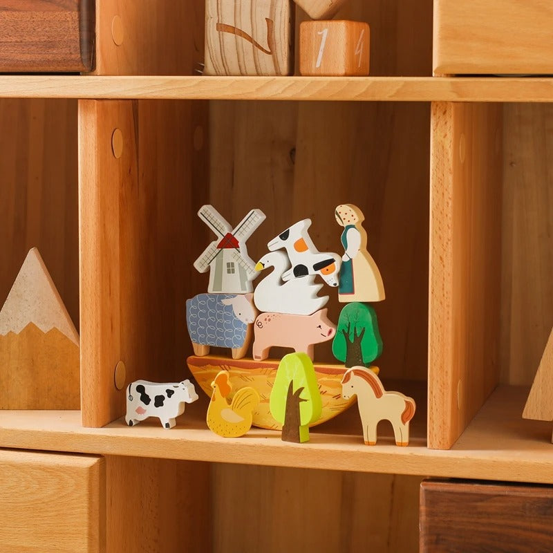 Woods - tiere im gleichgewicht - balancespiel bauernhof aus holz