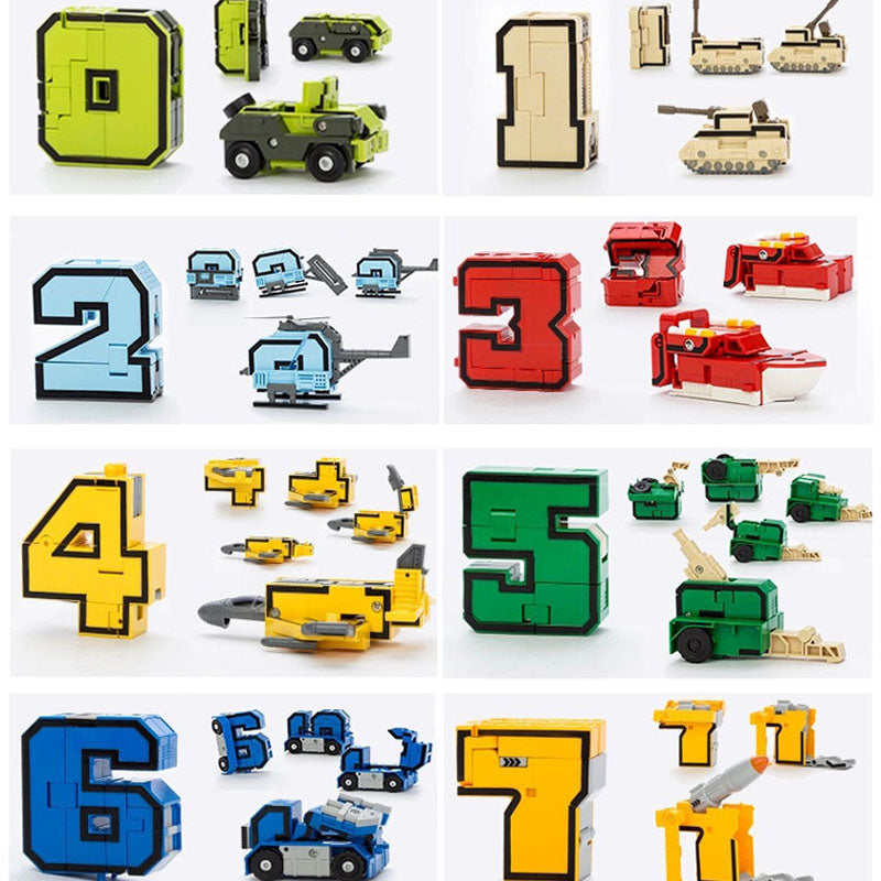 Block Action Figure - bauen mit zahlen - transformer zahlen