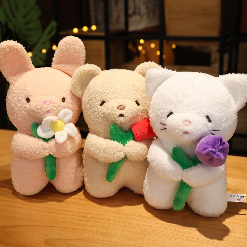 Kawaii – Flauschige Blumenplüsch Freunde in Weiß