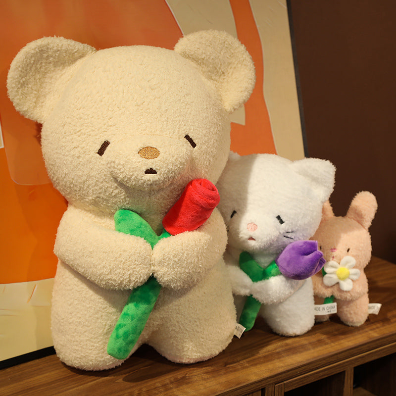 Kawaii – Flauschige Blumenplüsch Freunde in Weiß