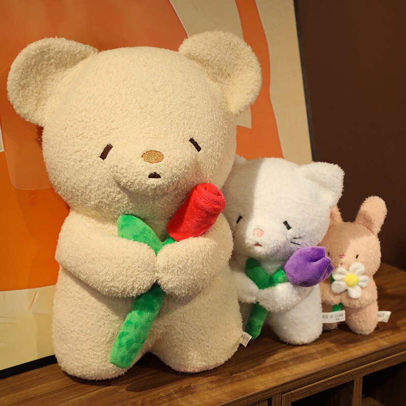 Kawaii – Flauschige Blumenplüsch Freunde in Weiß