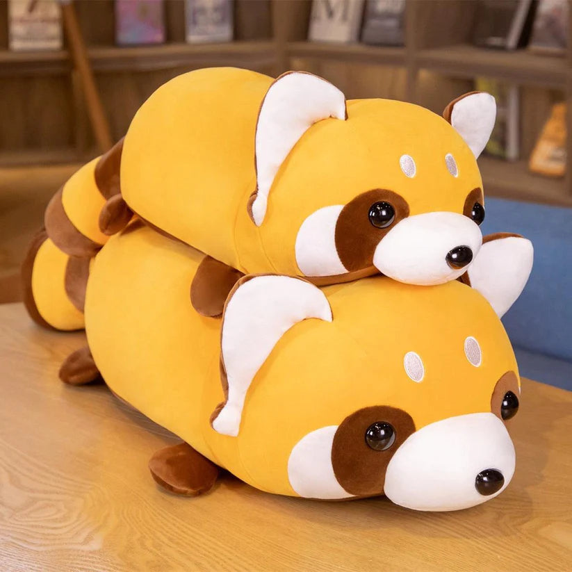 Kawaii Liegender Waschbär Plüschkissen