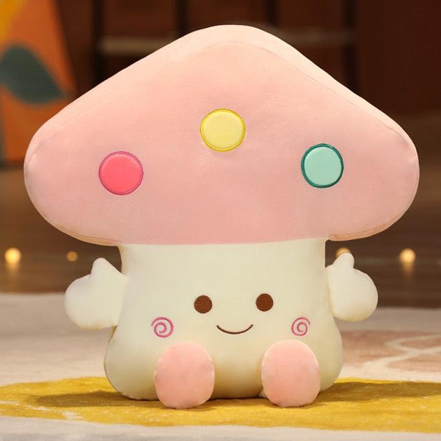 Kawaii Mushroom Plant Pillow Stuffed 21" Pink Pillows - Plushie Depot
