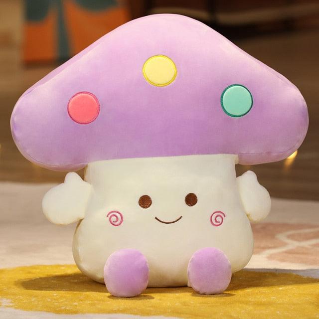 Kawaii Mushroom Plant Pillow Stuffed 21" Blue Pillows - Plushie Depot