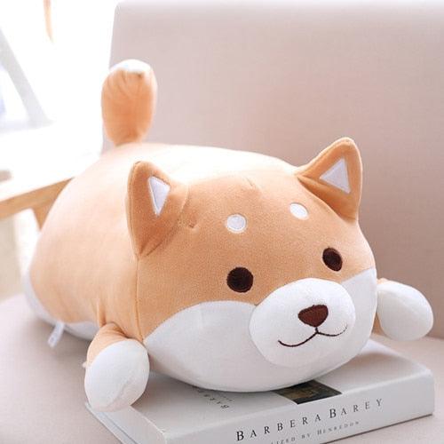 Cute Fat Shiba Inu Dog Plush Toy brown close eyes Stuffed Animals - Plushie Depot