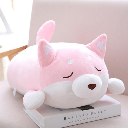 Cute Fat Shiba Inu Dog Plush Toy pink close eyes Stuffed Animals - Plushie Depot