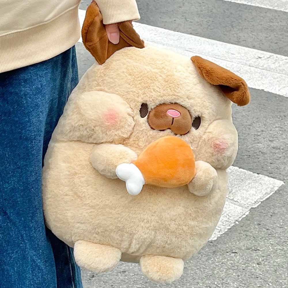 Pug mit Hähnchenkeule Plüsch