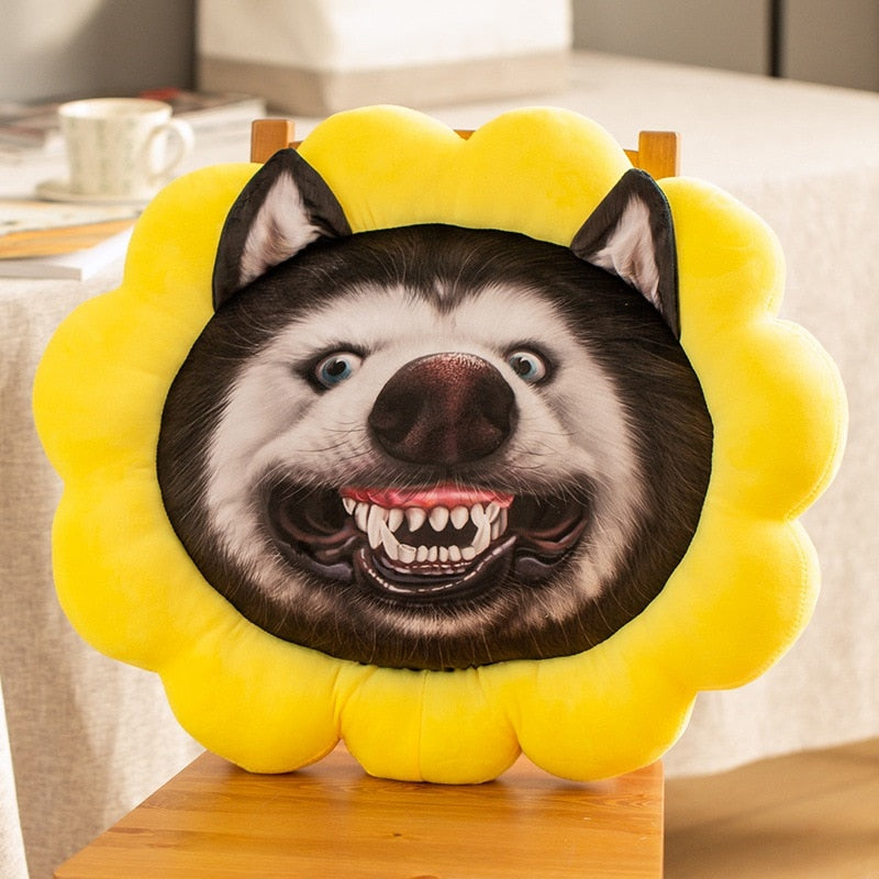 Sunflower Husky Stuffed and Plush Sofa Cushion Pillows-Stuffed Animals-Home Decor, Siberian Husky, Stuffed Animal-17
