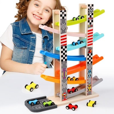Woodo l nostalgisches spielzeug - auto-rampen-rennbahn