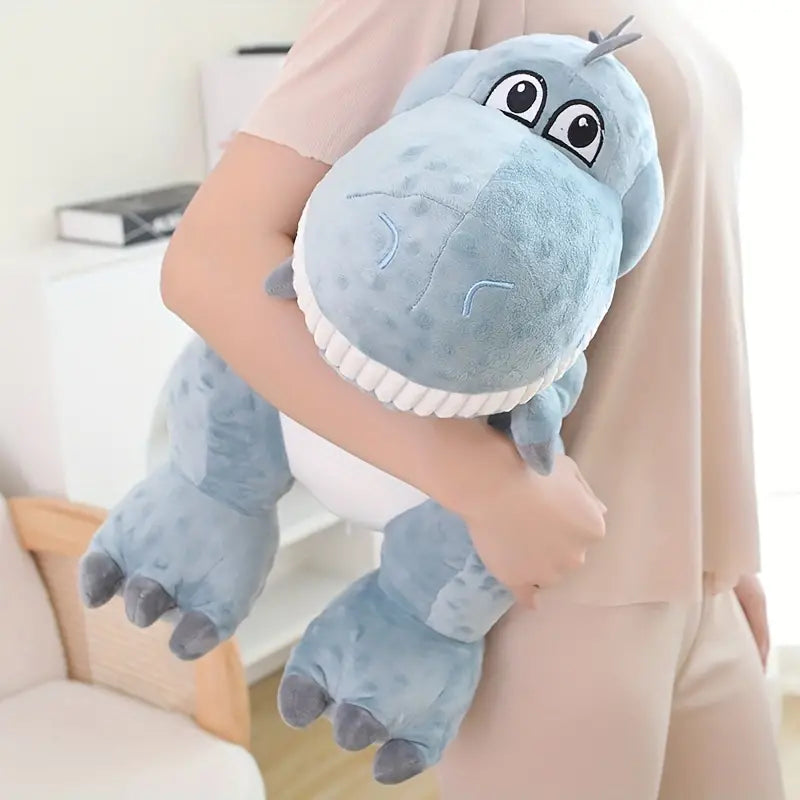 Gigantisches dinosaurier-kuscheltier mit großen zähnen