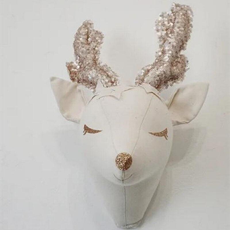 Baby Girl Room Decor Deer Unicorn Stuffed Toys Animal Heads Wall Decoration For Bed Children Nursery Room Decoration Nordic Toy