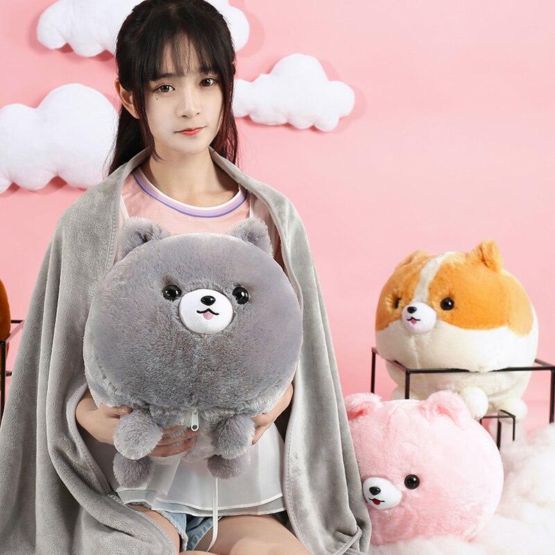 Niedliches Corgi Kawaii Plüschtier-Kissen mit Decke, ideal für Geschenke