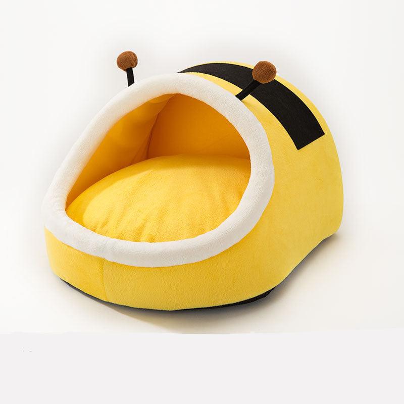 Adorable Bumble Bee, halb geschlossenes, plüschiges, verdicktes Haustierbett für Katzen und kleine Hunde