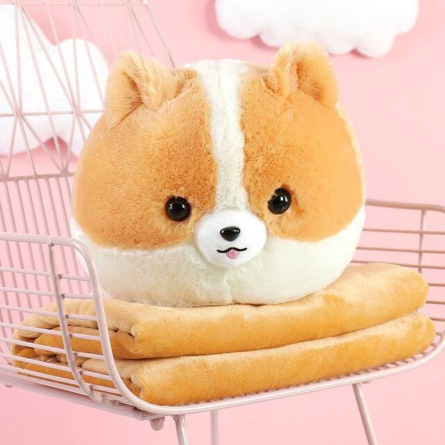 Niedliches Corgi Kawaii Plüschtier-Kissen mit Decke, ideal für Geschenke
