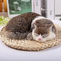 Hyperrealistische schlafende Katzenplüschpuppen