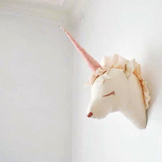Baby Girl Room Decor Deer Unicorn Stuffed Toys Animal Heads Wall Decoration For Bed Children Nursery Room Decoration Nordic Toy
