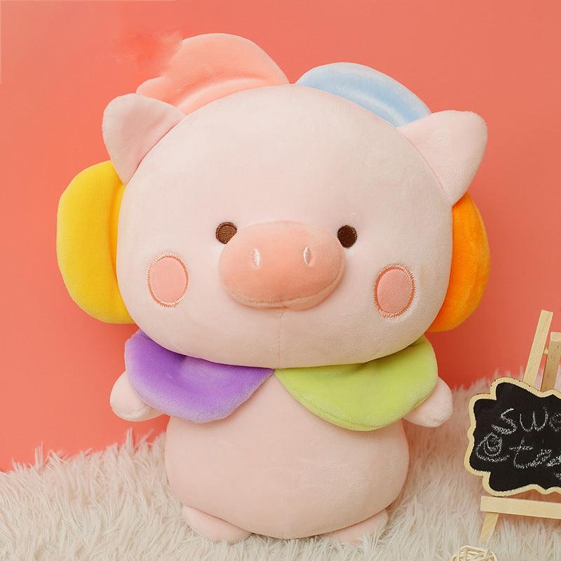 Kawaii Bär & Schweinchen Plüschpuppen mit niedlichen Blumenhüten
