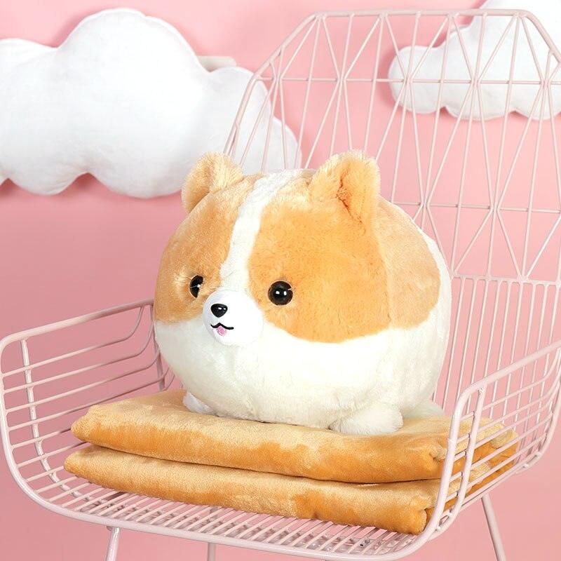 Niedliches Corgi Kawaii Plüschtier-Kissen mit Decke, ideal für Geschenke