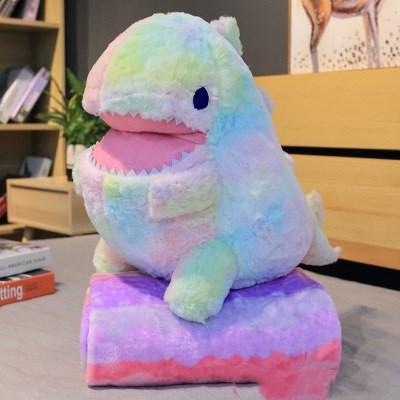23,5" Kawaii großen Regenbogen Regenbogen Dinosaurier Plüschtier mit Decke, großes Geschenk für Kinder
