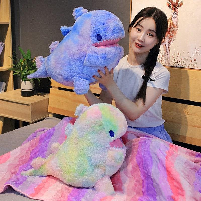 23,5" Kawaii großen Regenbogen Regenbogen Dinosaurier Plüschtier mit Decke, großes Geschenk für Kinder