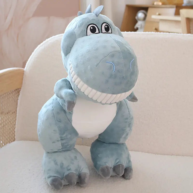 Gigantisches dinosaurier-kuscheltier mit großen zähnen