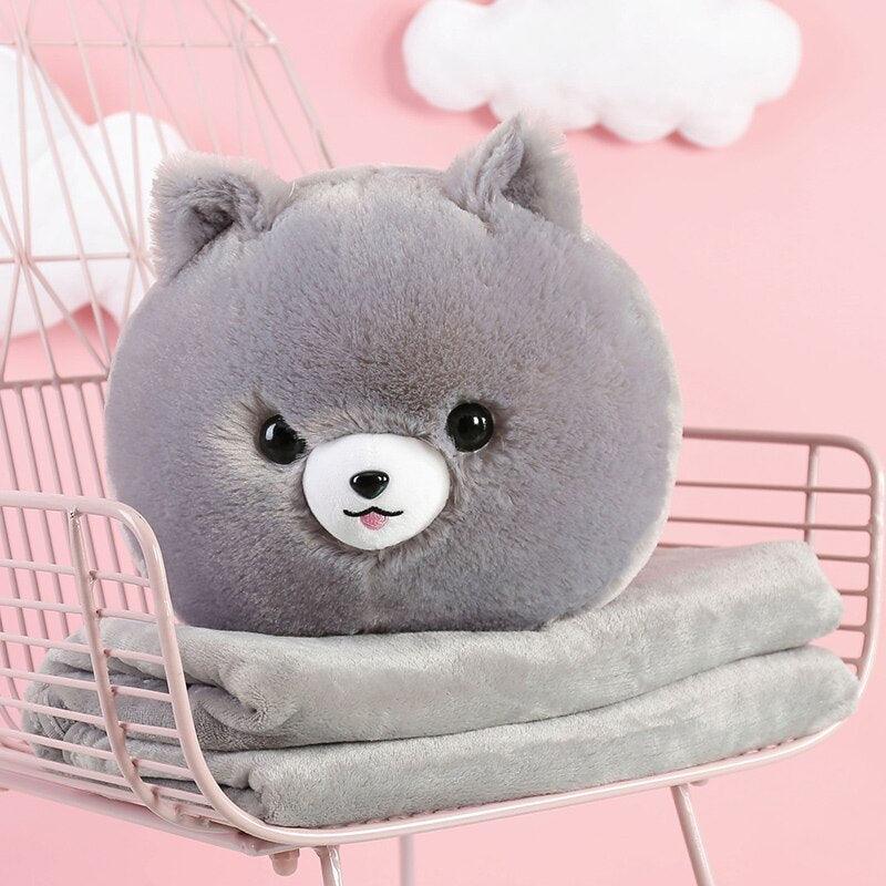 Niedliches Corgi Kawaii Plüschtier-Kissen mit Decke, ideal für Geschenke