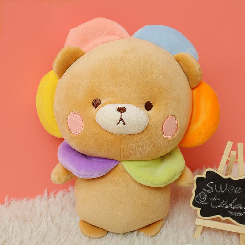 Kawaii Bär & Schweinchen Plüschpuppen mit niedlichen Blumenhüten