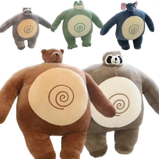 Tiny Head Teddy Bear Toys, Plüschpuppen mit kleinem Kopf und großem Muskelkörper Waschbär Frosch Elefant Plüschpuppen