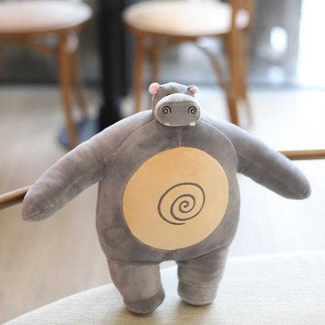 Tiny Head Teddy Bear Toys, Plüschpuppen mit kleinem Kopf und großem Muskelkörper Waschbär Frosch Elefant Plüschpuppen