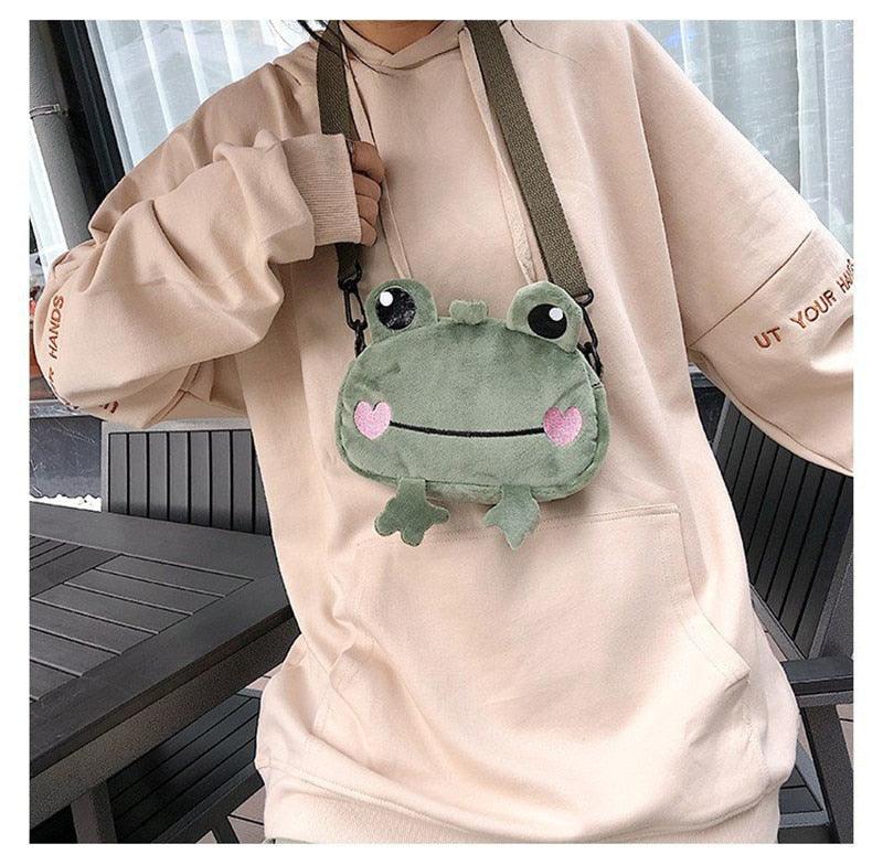 Kawaii Frosch Schulter Rucksack Umhängetasche Münzgeldbörse