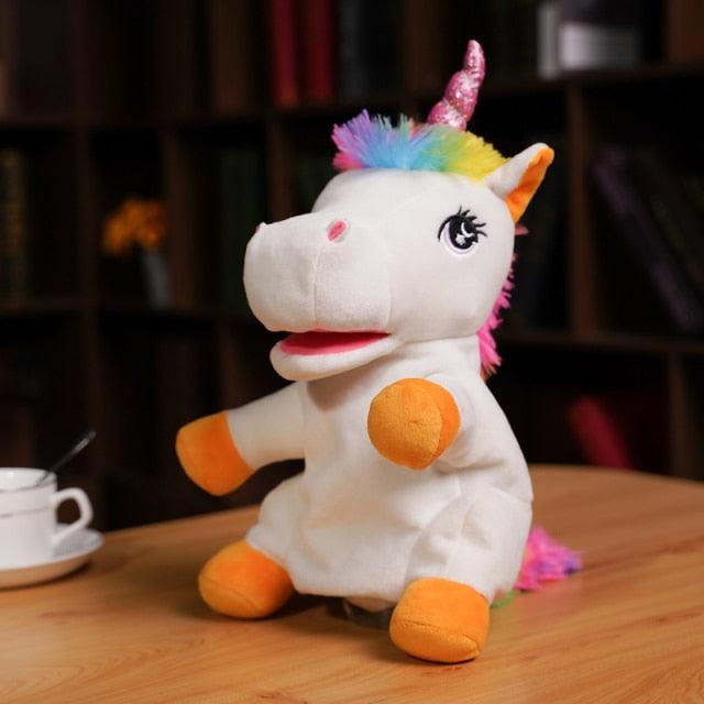 Niedliche Tier Plüsch Handpuppen, Stofftiere Hühner Einhorn Rinder Pinguine für Kinder