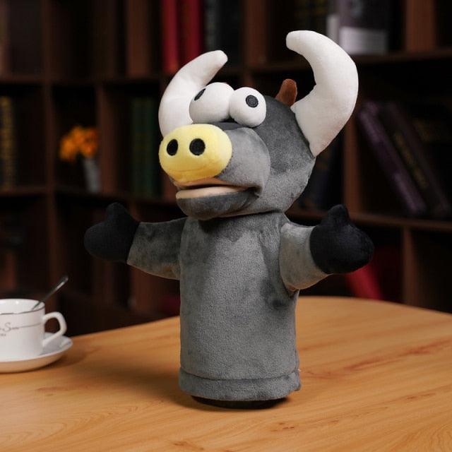 Niedliche Tier Plüsch Handpuppen, Stofftiere Hühner Einhorn Rinder Pinguine für Kinder