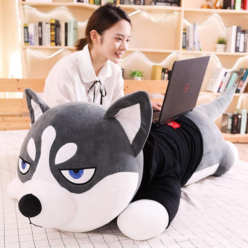 39" Lustig gekleideter Husky liegendes Kissen Plüsch Plüschpuppe